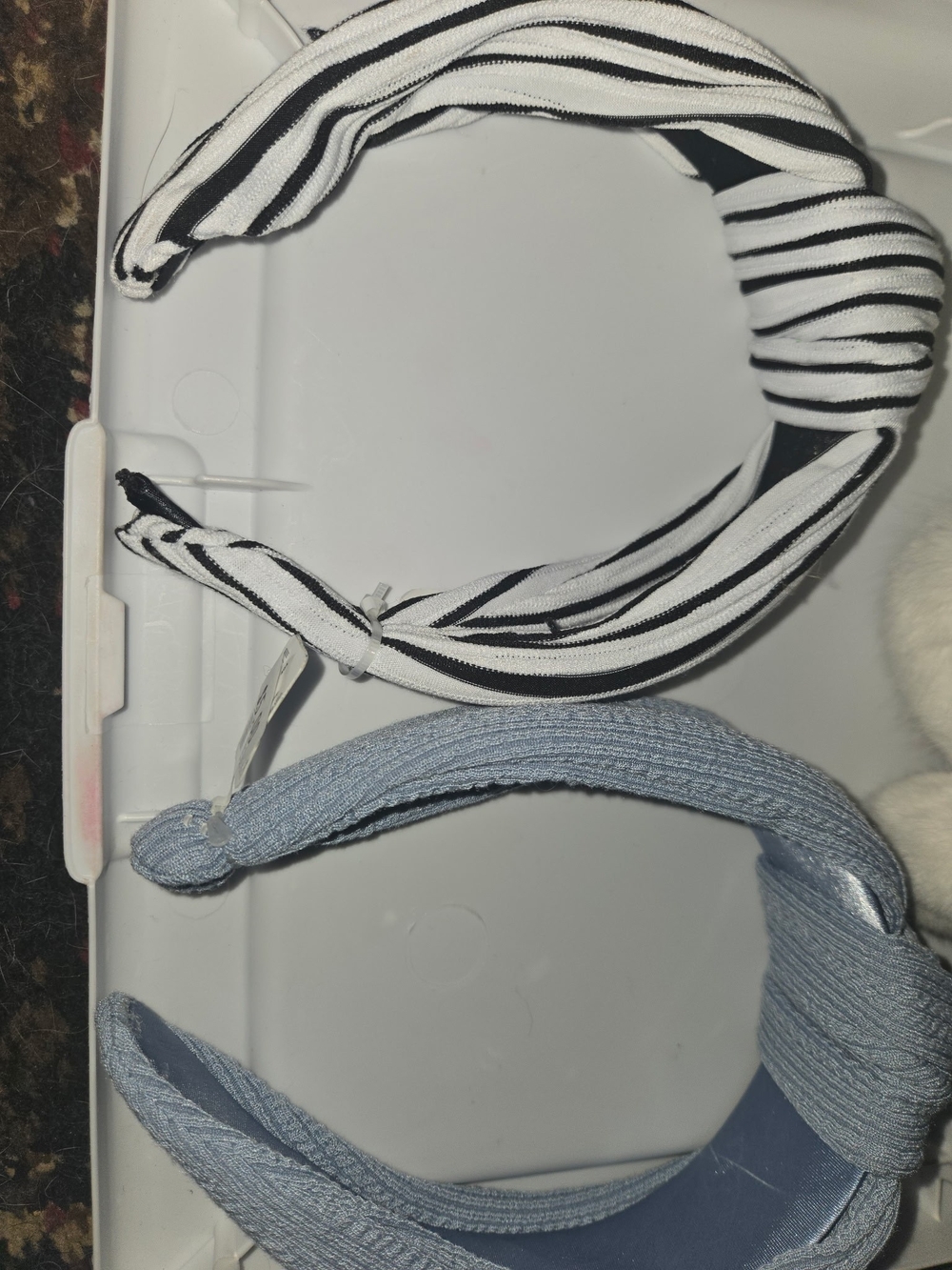 Striped Black & White and Light Blue Padded Headbands - Set of 2